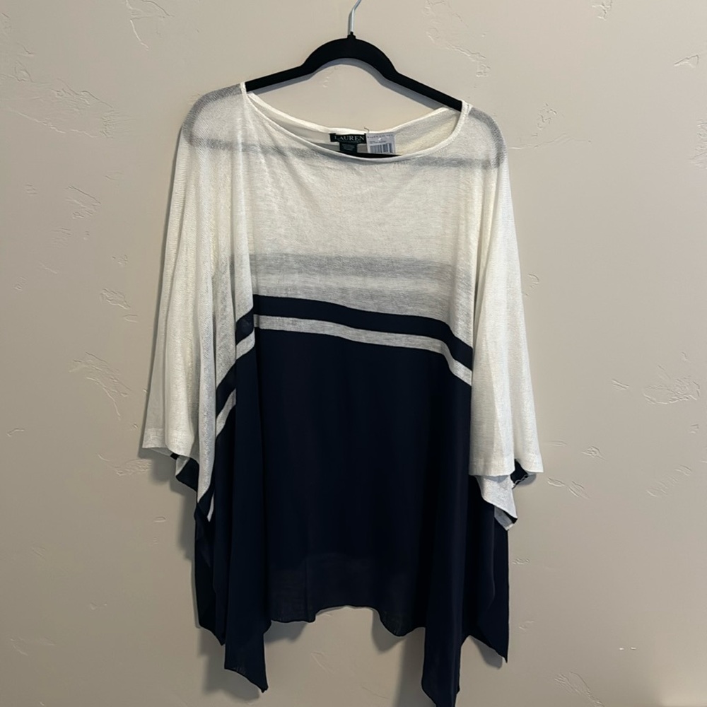 Ralph Lauren navy/white shrug. NWT. One size